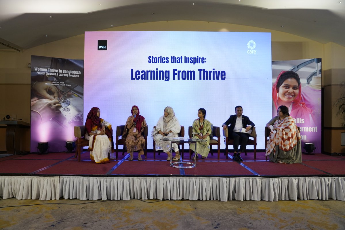 CAREBdesh's tweet image. @CAREBdesh closed the Women Thrive project in Dhaka, celebrating the #impact of P.A.C.E training across the #RMG sector.Reaching 68k+ women in 50 factories, the project built #leadership #confidence &amp;amp; #skills. Inspiring stories, #recognition &amp;amp; a #photobook launch marked the event