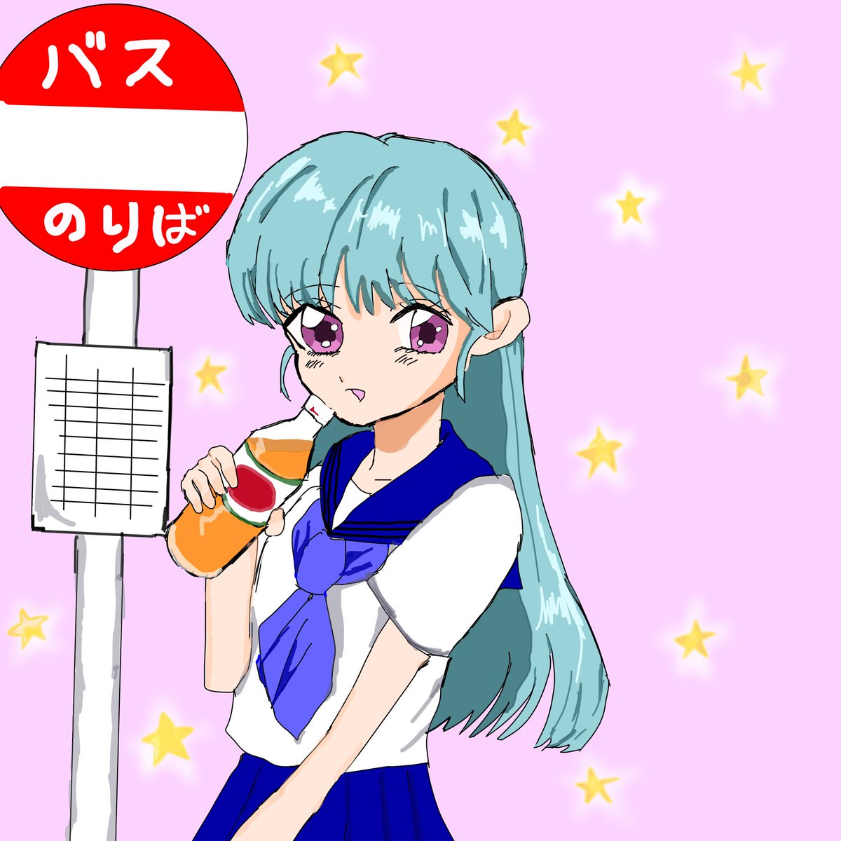 t25_yuna's tweet image. 80年代アニメの雰囲気で描いたよ📺★
 #イラスト #80年代 #昭和レトロ #とちおとめ25 #ご当地アイドル #アイドル