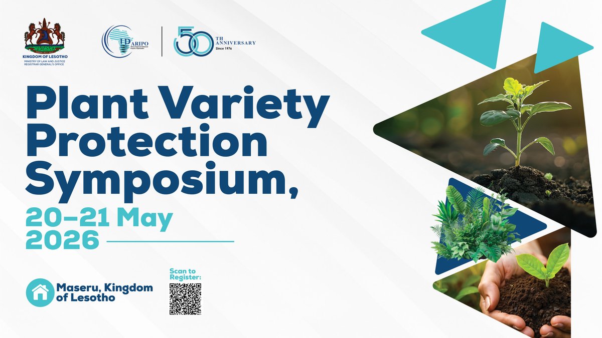 _ARIPO's tweet image. ARIPO, in collaboration with the Government of the Kingdom of #Lesotho 🇱🇸, will host a high-level symposium on Plant Variety Protection under the theme: “Nurturing Agricultural Innovation: Advancing the Protection of New Plant Varieties for Food Security and Sustainable