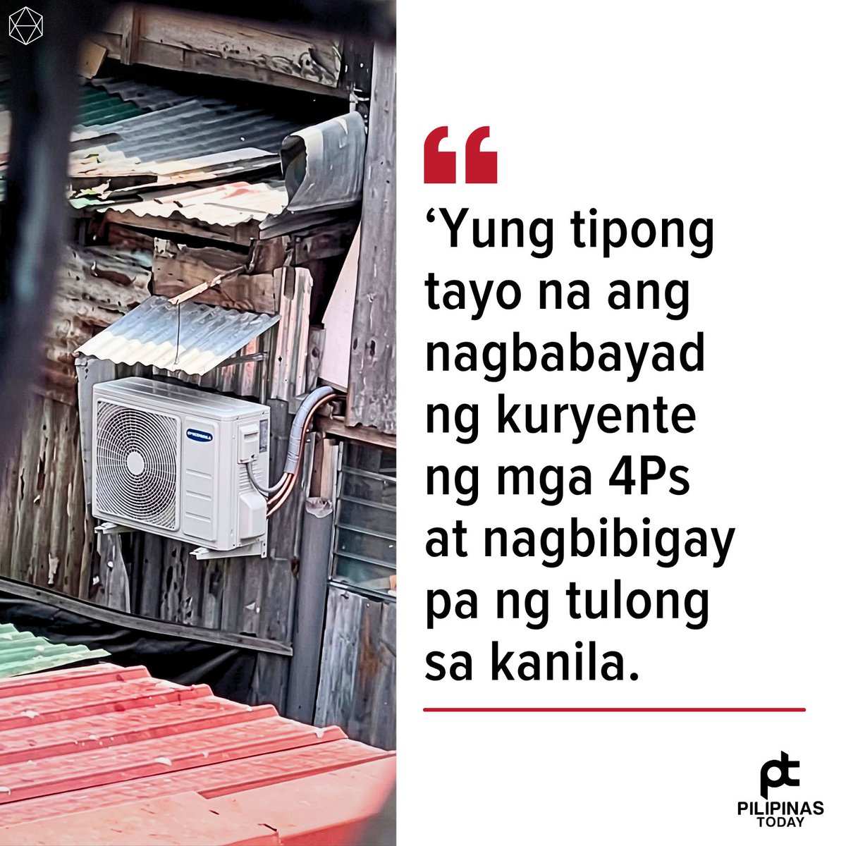 PilipinasToday_'s tweet image. “Yung tipong tayo na ang nagbabayad ng kuryente ng mga 4Ps at nagbibigay pa ng tulong sa kanila.”

#PilipinasToday
#4ps