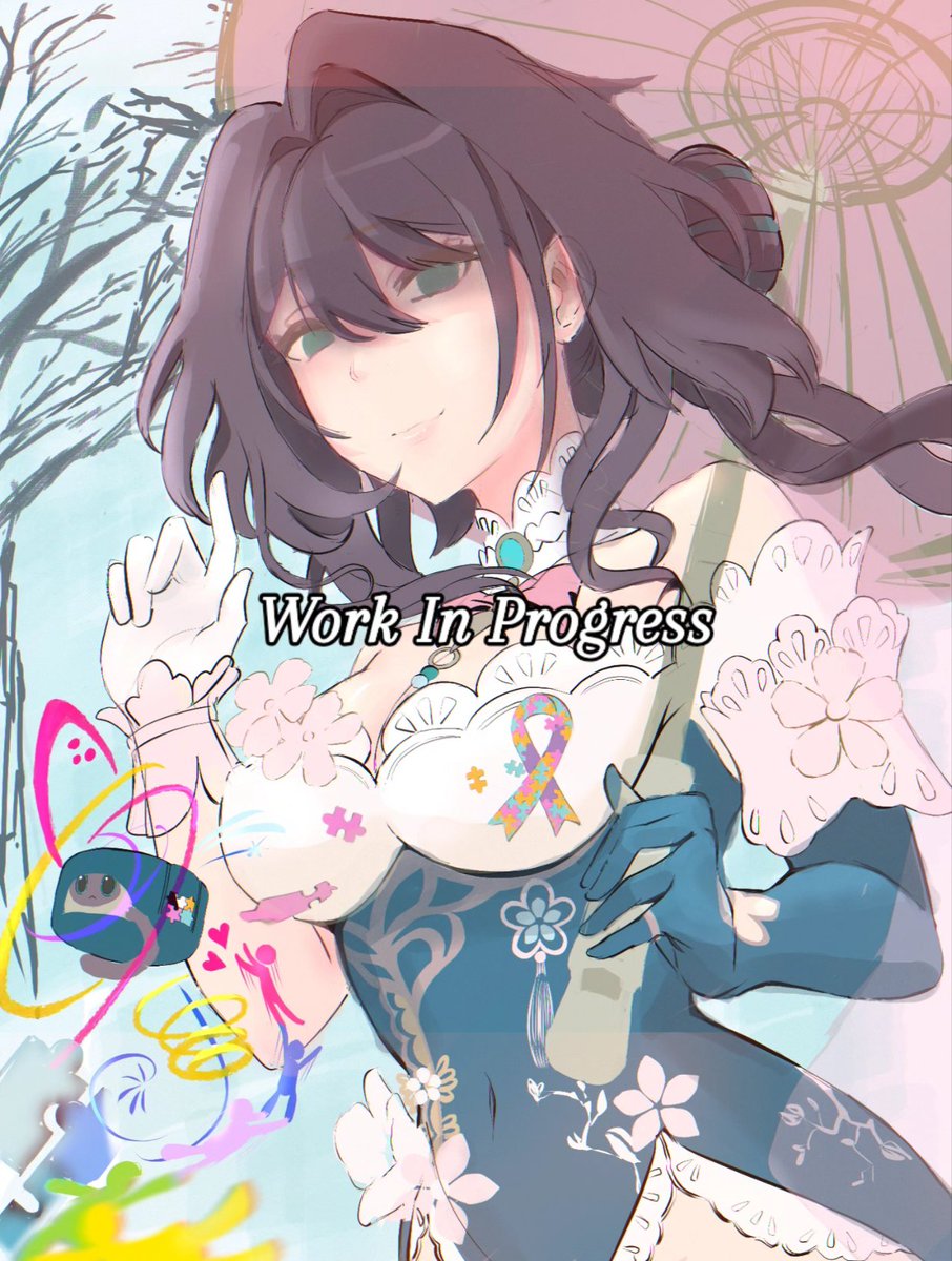 Konkonreverse's tweet photo. My Ruan Mei Wip representing Autism Awareness Month

#honkaistarrrailfanart #ruanmei https://t.co/BwxasUkWh1