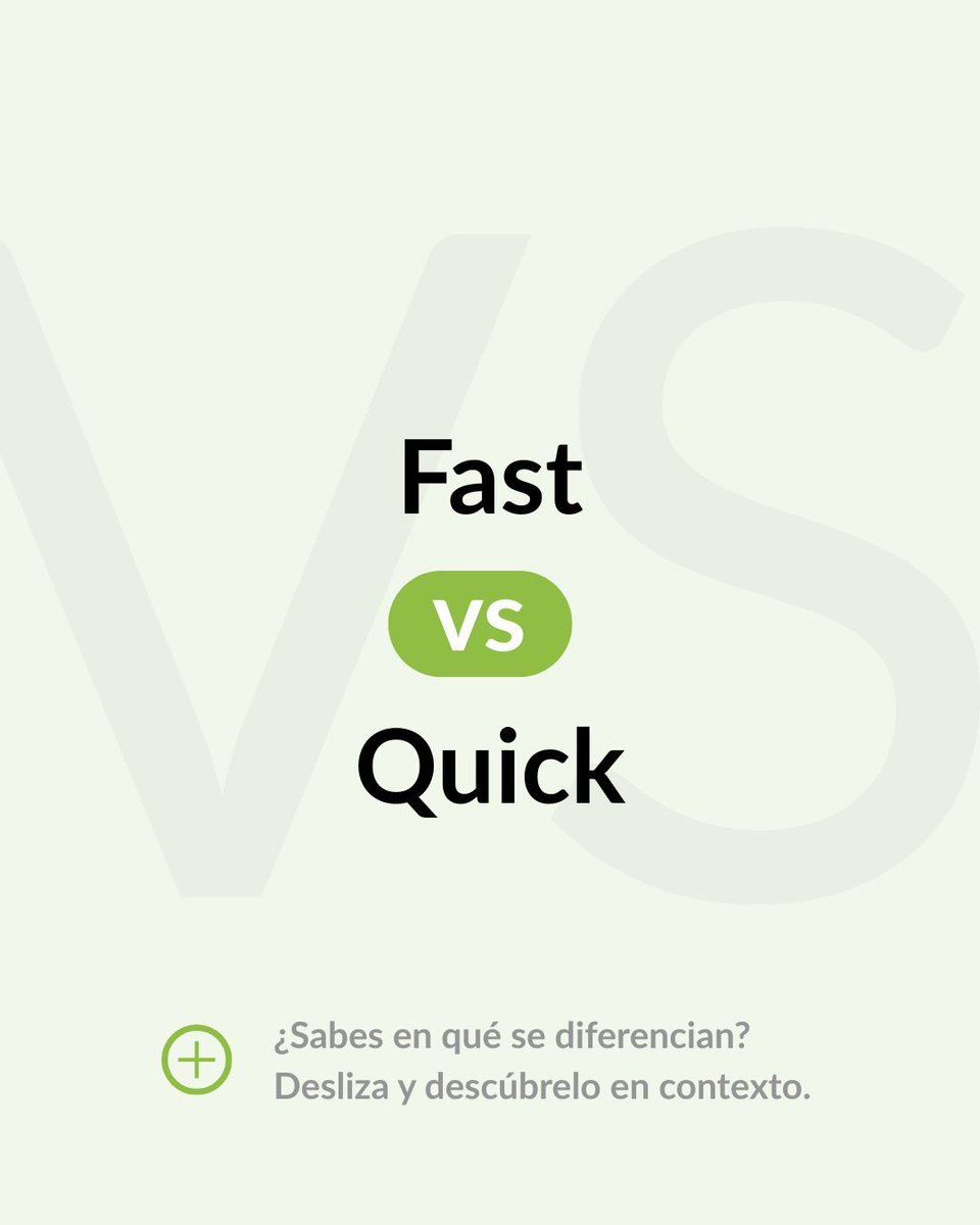 Capmantesting's tweet photo. FAST VS QUICK. 🏃💨 ¿Sabes la diferencia?
 📌 Guarda este post para repasarlo más tarde.

#LearnEnglish #EnglishTips #EnglishVocabulary #InglésPráctico https://t.co/K9LxcbWVSf