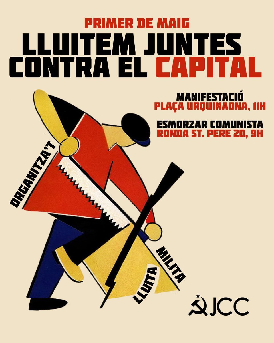 jcc_cat's tweet photo. 👊Lluitem juntes contra el capital!

Queden dos dies pel Primer de Maig i, com sempre, tornarem a sortir als carrers!

❤️‍🔥Enguany, pel Dia dels Treballadors, suma't al bloc de les comunistes. Organitza't, lluita, milita! https://t.co/OIx6j6Be6g