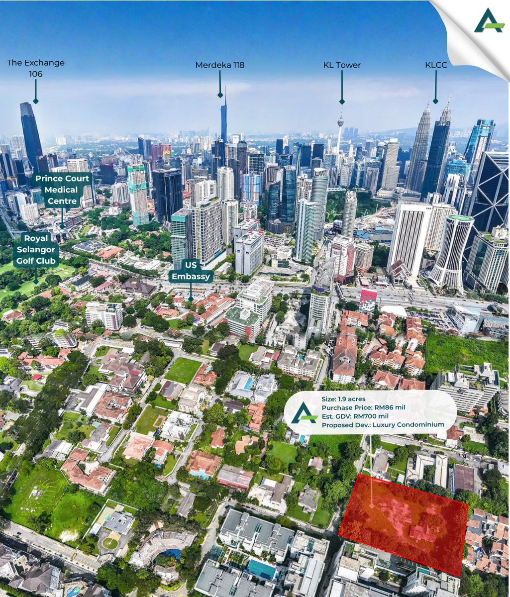avalandberhad's tweet photo. Avaland Acquires 1.9-Acre Land at Taman U-Thant, Kuala Lumpur for Rm86 Million to Develop a RM700 Million Luxury Condominium. 

Read more: https://t.co/InDSjPUL9m https://t.co/4NQqg8Uy8N