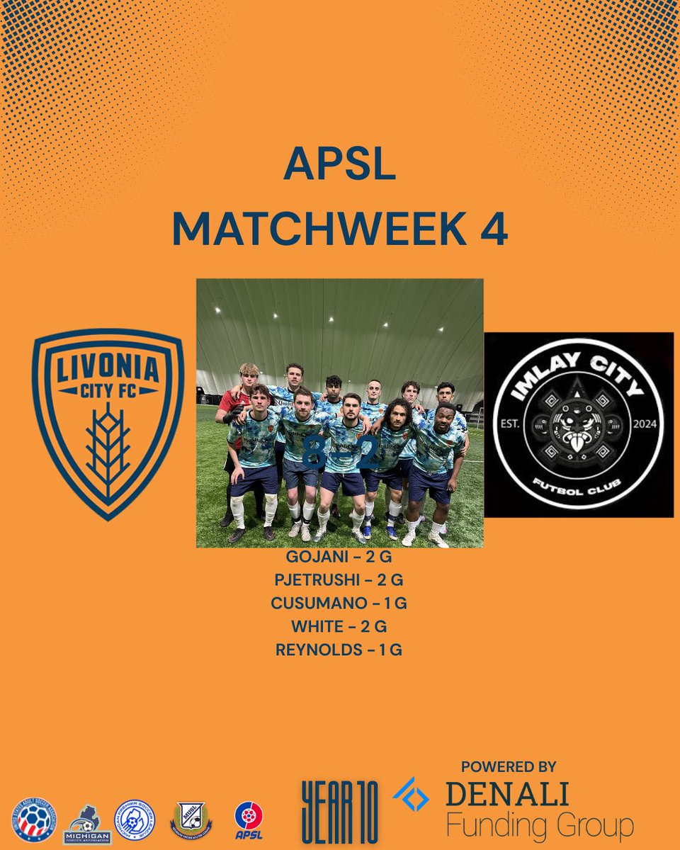 LivoniaCityFC's tweet photo. The lads climb up the standings with a statement win this past weekend! https://t.co/Yh5JUQ34Le