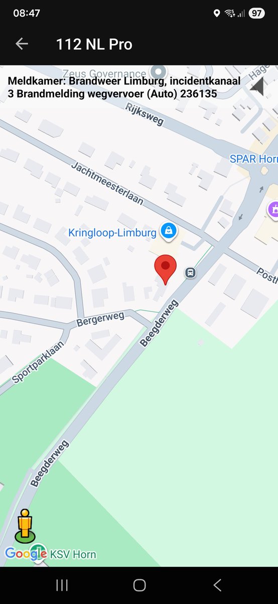 Brandmelding wegvervoer Horn