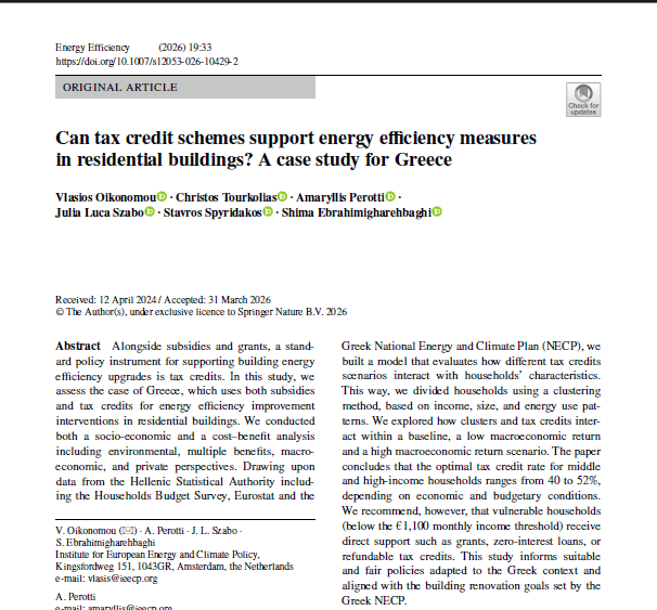 VlasisOikonomo1's tweet image. Is taxation a proper instrument to promote #energyefficiency? Below which income threshold can #subsidies for #renovation  protect #vulnerable groups, and above that tax exemptions should apply? A case study for Greece 
link.springer.com/10.1007/s12053…