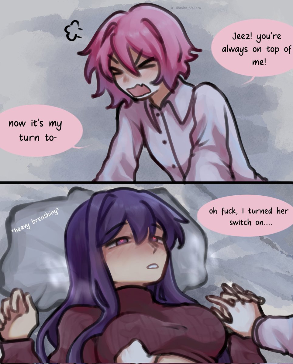 Maybe_Vallery's tweet photo. Natsuki is showing her dominance
#ddlc #natsuri https://t.co/5LbtUCldwv