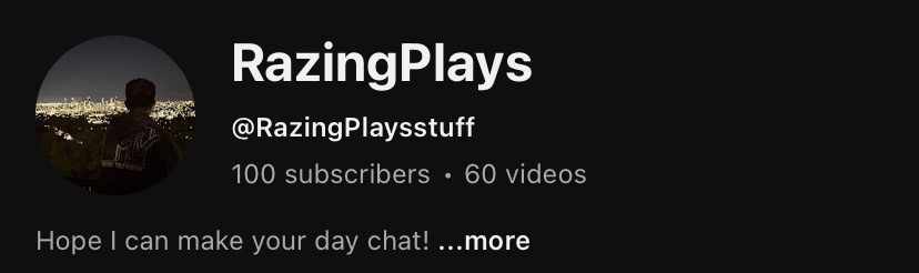 RazingPlays's tweet photo. 100 subs, THANK YOU GUYS :D https://t.co/oledVJ4HCk