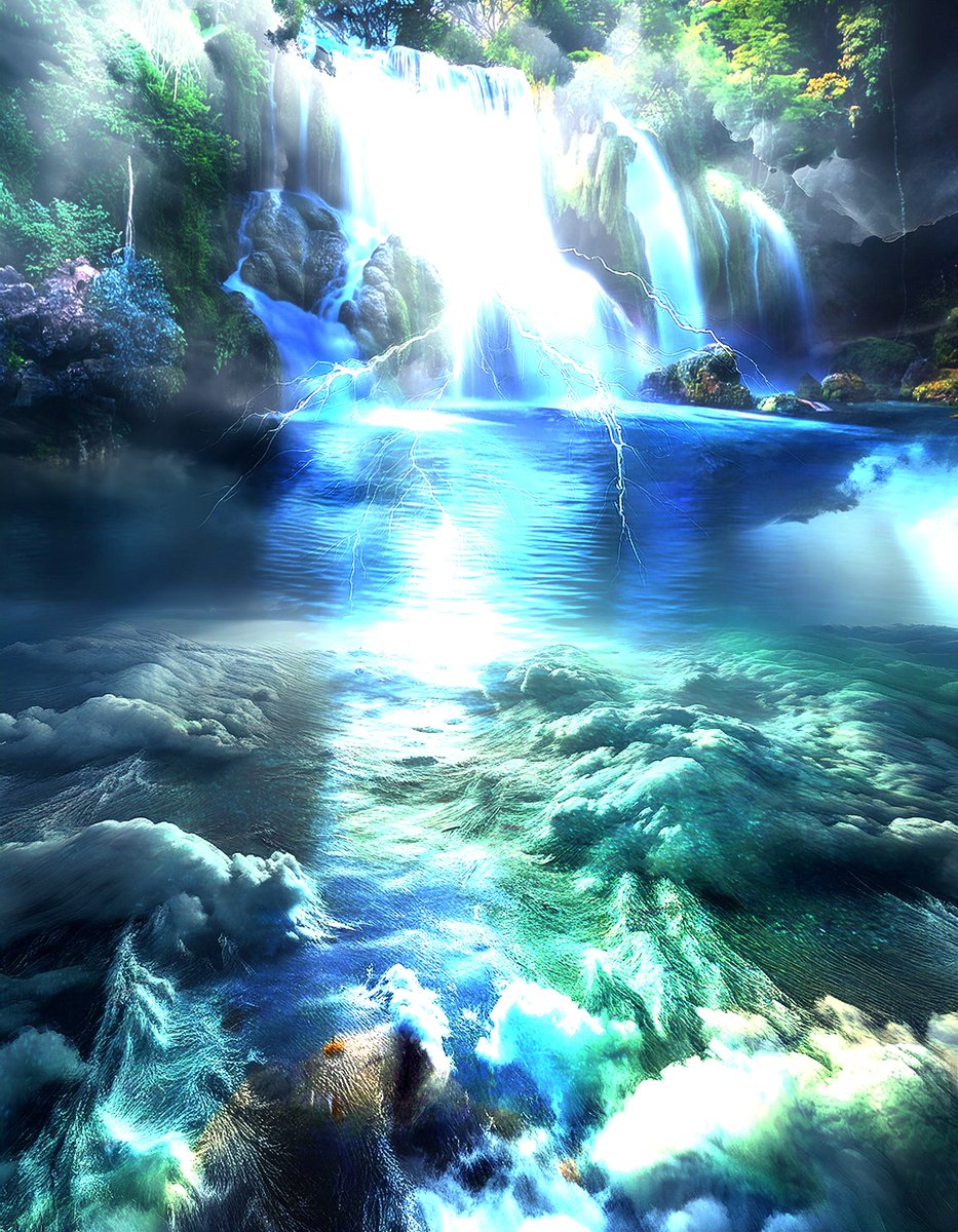 sanrotasu0216's tweet image. Unryu Falls  Thác Unryu  #AI #PS #Adobe