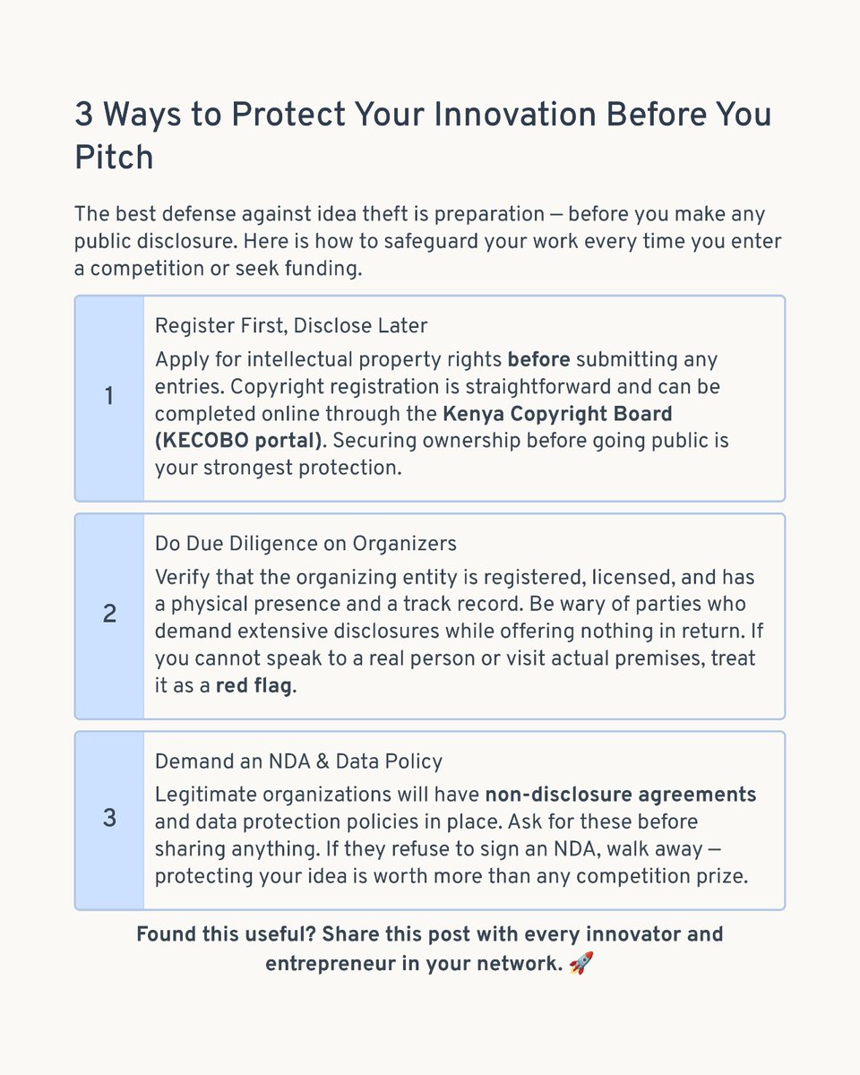 cmputhiadvocate's tweet photo. You've built the idea. Now the real question is have you secured it? Innovation without protection is opportunity left exposed.
#Kenyalaw#Intellectualproperty. https://t.co/cRe5jLJiEU