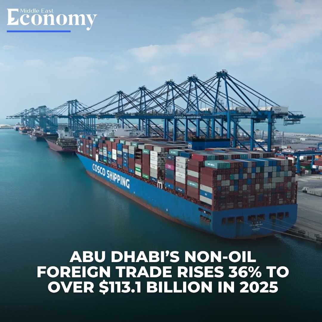 Economy_ME's tweet image. Abu Dhabi’s non-oil foreign trade rose 36% in 2025 to more than AED415.4 billion ($113.11 billion), compared with about AED306 billion ($83.32 billion) in 2024.

Read more: economymiddleeast.com/news/abu-dhabi…

#AbuDhabi #Trade #Exports #Economy
