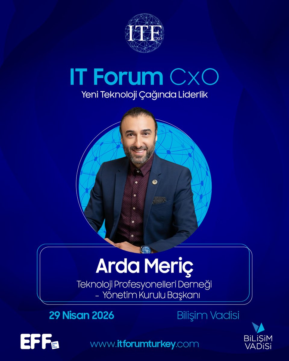 ardameric's tweet photo. @EffOrganization ve @BilisimVadisiTR işbirliğiyle düzenlenen IT Forum CxO bugün başlıyor
Saat 14:00 panelinde;Teknoloji Profesyonelleri Derneği @tepedtr ve Teknoloji Konseyi Başkanı olarak,Cybersecurity in the Age of AI&amp;Quantum Threats panelinin moderatörlüğünü gerçekleştireceğim https://t.co/H0GqPwUb5n