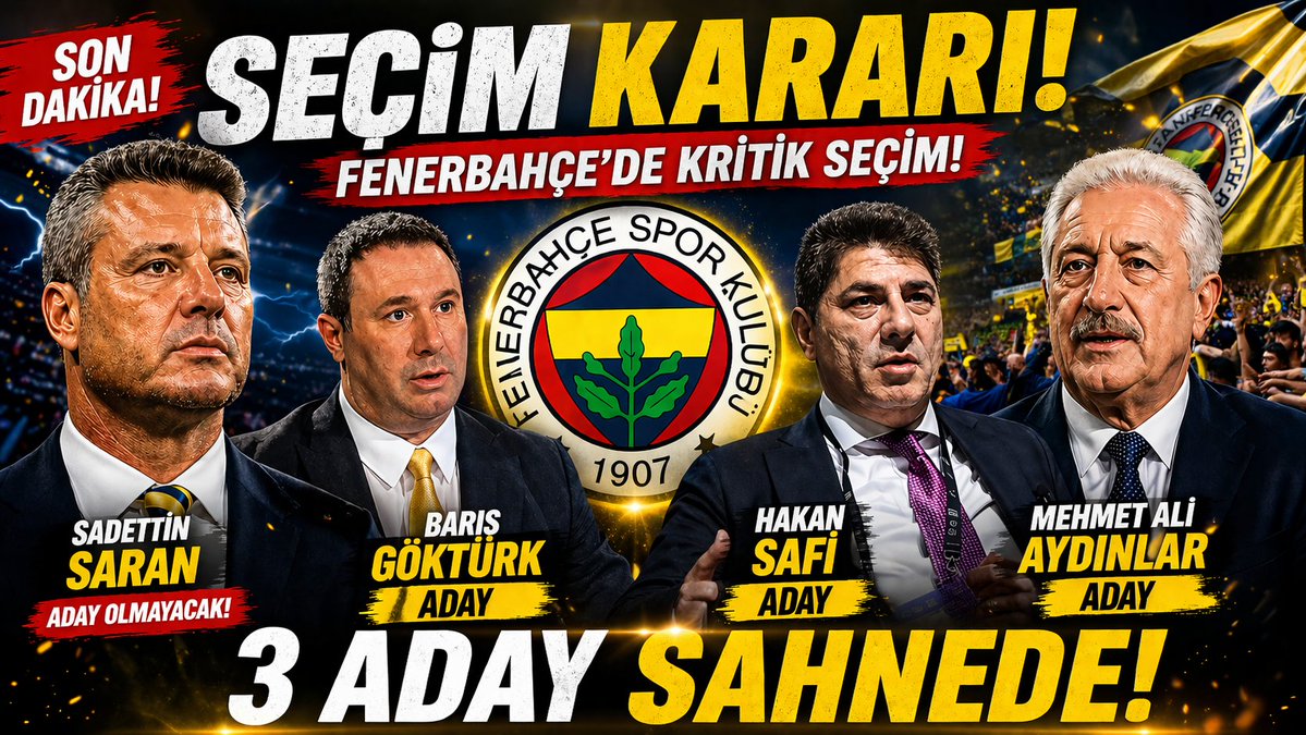Fener_1907_Fene's tweet image. Fenerbahçe seçime gidiyor! 🔥
3 aday sahnede, Saran yok!
Barış Göktürk adaylığını duyurdu.
Hakan Safi ve Mehmet Ali Aydınlar da geliyor…
Başkan kim olacak?
👉 Detaylar: youtu.be/fHFwBR266hU

#Fenerbahçe #FB #SonDakika