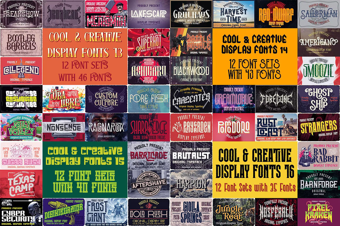 Dealjumbo's tweet image. 48 Cool &amp;amp; Creative Display Fonts 4 on dealjumbo.com - tinyurl.com/48-Cool-Fonts-4 #sale #bundle #typography #fonts #bestfonts #retrofonts #creativefonts #logo #branding #graphicdesign #decorative