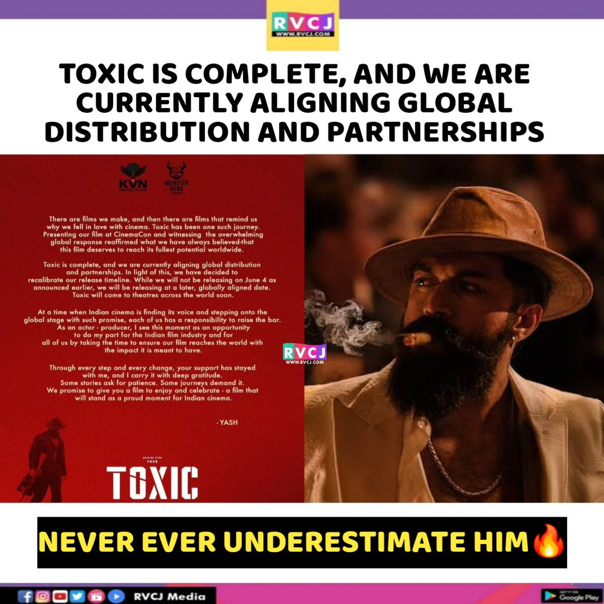 We trust in you man @thenameisyash 

#Toxic Postpone

#RVCJKannada