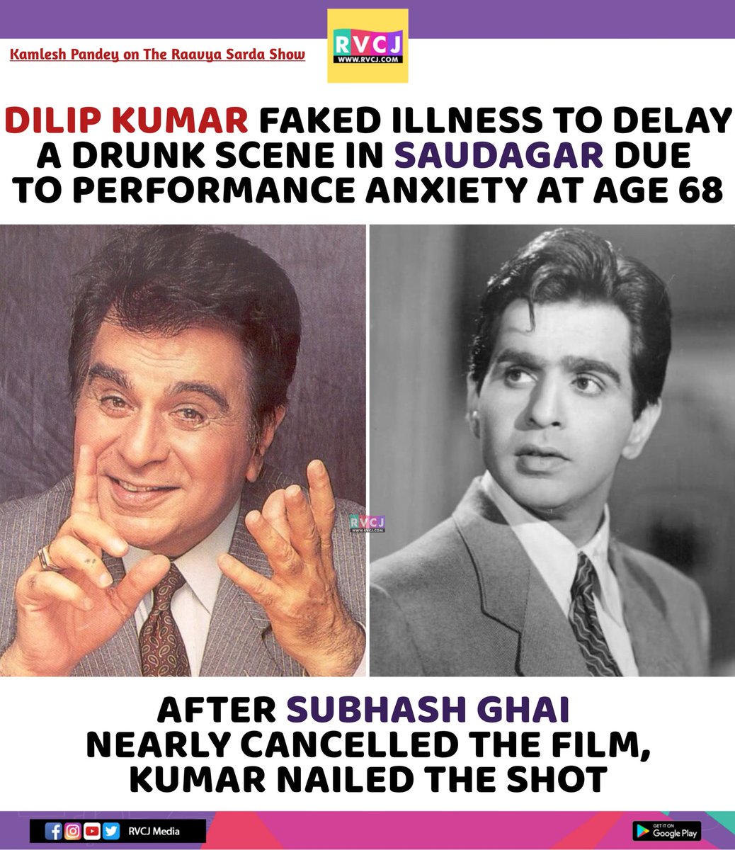 rvcjmovies's tweet image. Even Dilip Kumar Felt the Pressure of a Perfect Shot

#dilipkumar #subhashghai #bollywood #saudagar #bollywoodactors