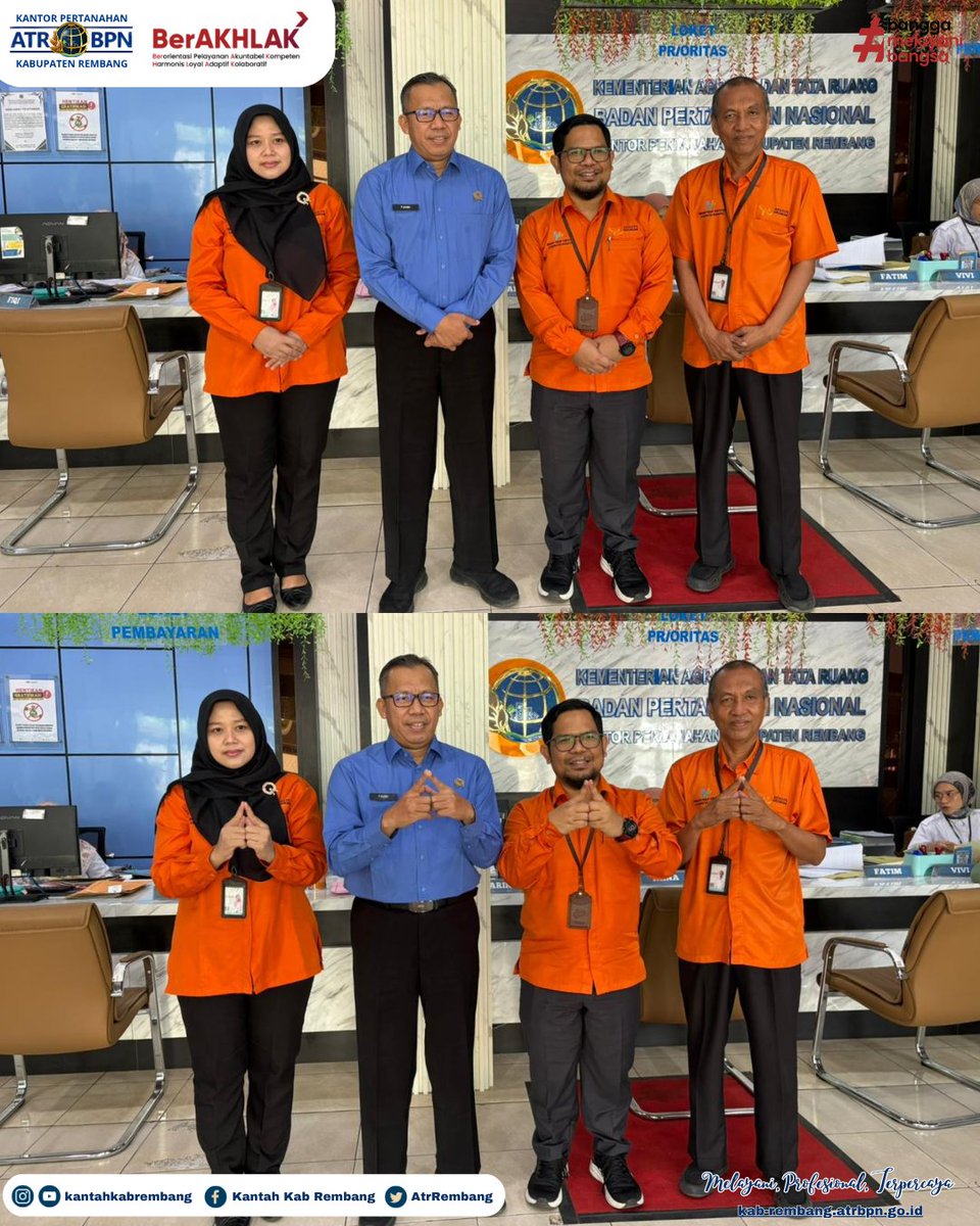 AtrRembang's tweet photo. Rembang – Dalam rangka mendukung pelaksanaan Sensus Ekonomi 2026, BPS Kabupaten Rembang melaksanakan kunjungan koordinasi ke Kantor Pertanahan Kabupaten Rembang. Kegiatan ini disambut hangat oleh Kepala Kantor Pertanahan Kabupaten Rembang, Mansur Fahmi pada Rabu (29/04/2026). https://t.co/Du5bRb3SsU