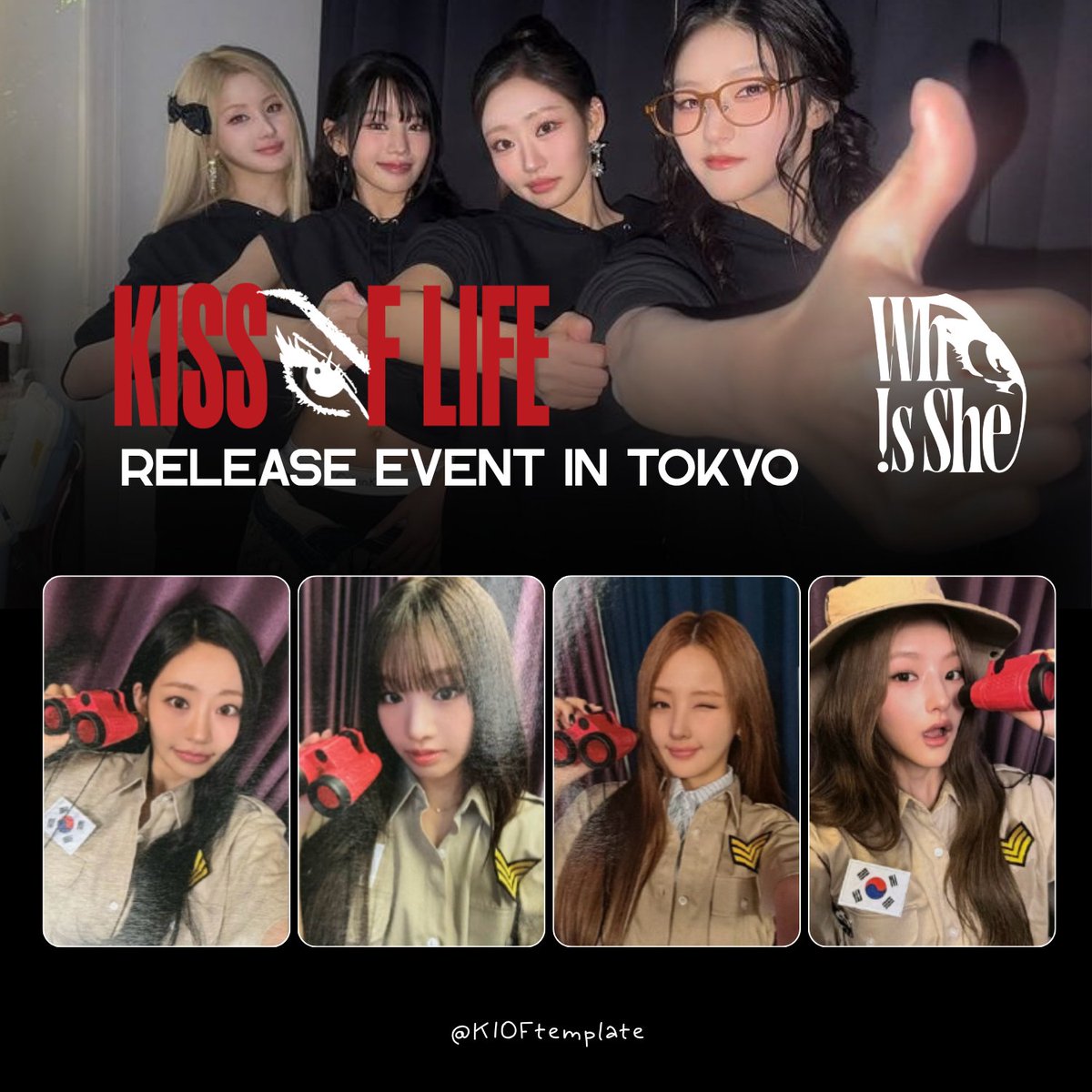 KIOFtemplate's tweet image. KISS OF LIFE
2nd Single Album &amp;lt; Who is she &amp;gt;

RELEASE EVENT in TOKYO

KISSOFLIFE キオプ templates pc 키스오브라이프 키오프 포카 JULIE NATTY BELLE HANEUL トレカ 一覧 KIOF PHOTOCARD
#KISSOFLIFE #키스오브라이프
#KIOFtemplate