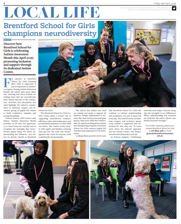 brentfordschool's tweet image. Brentford School for Girls is celebrating Autism Awareness Month 💙

Championing neurodiversity through inclusion, empathy &amp;amp; dedicated support, every student is empowered to thrive and be themselves.

#AutismAwareness #Neurodiversity #Inclusion
