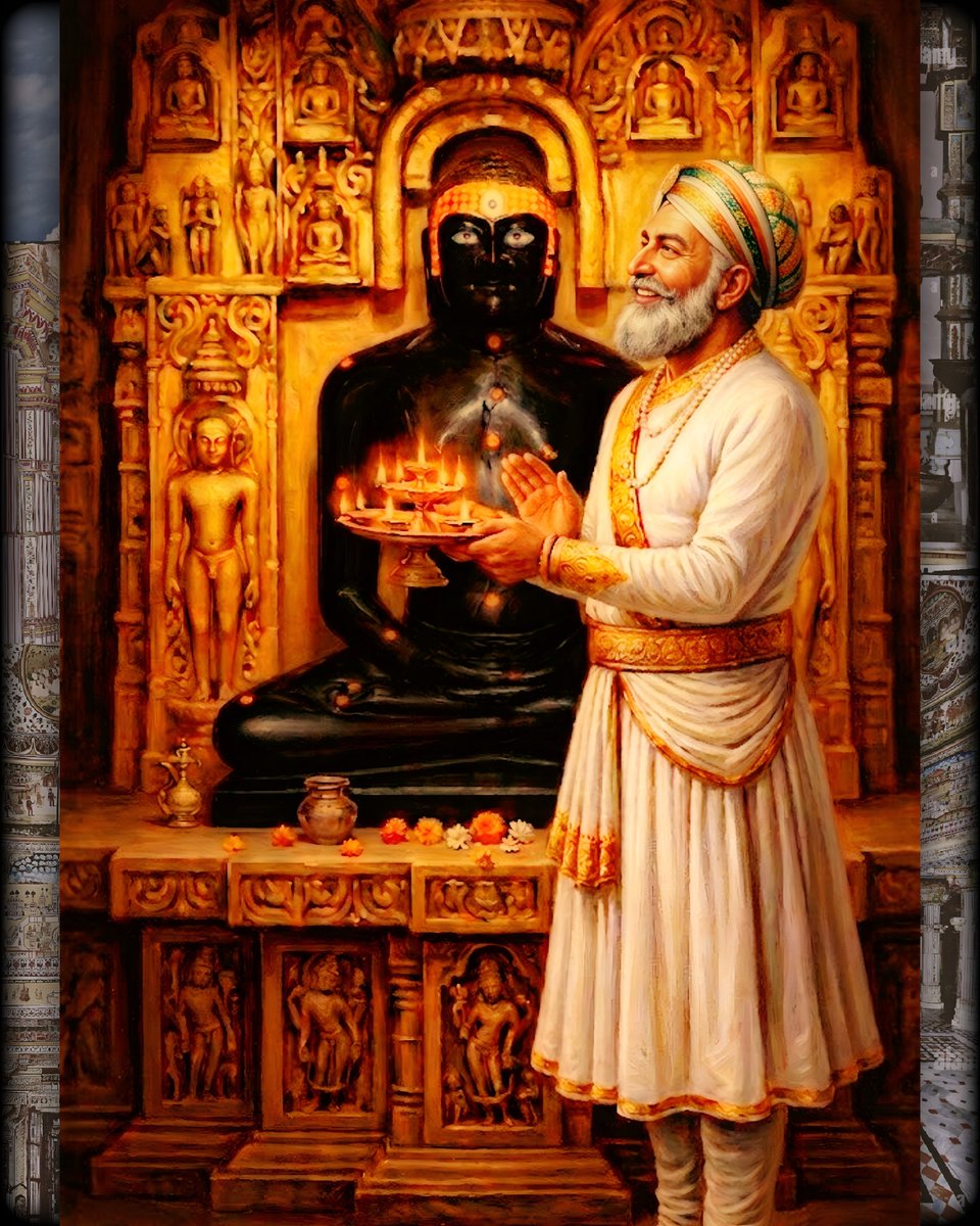 MIRAAJGogri's tweet image. Imagine the moment Bhama shah ji performing aarti of Kesariyaji Nath after completing the jirnorddhar in 1586 Ce

#jainism