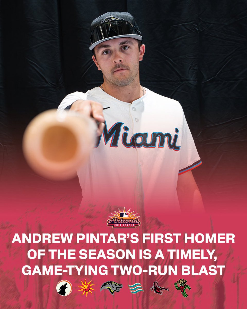 MLBazFallLeague's tweet photo. Andrew Pintar ties it up with his first homer of the year!

The 2024 Javelina hits a two-run homer to tie the game for the Jumbo Shrimp. Pintar also had an RBI single in his previous plate appearance and would steal a base later in the game. https://t.co/EREkg9OV4Y