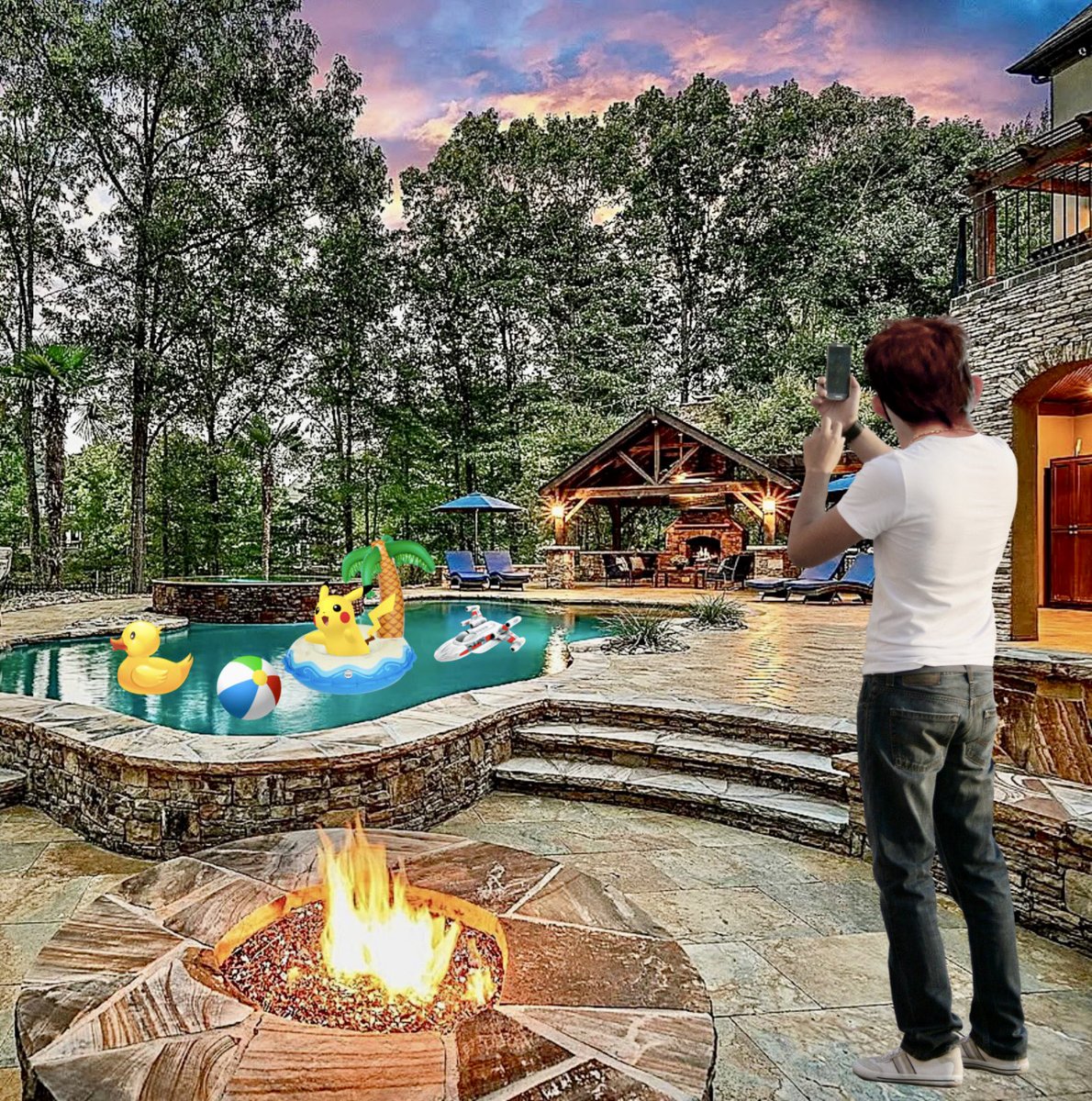 MarkTrezise's tweet photo. I’m just watching pikachu enjoy his new pool toys. https://t.co/EoPQaendfG
