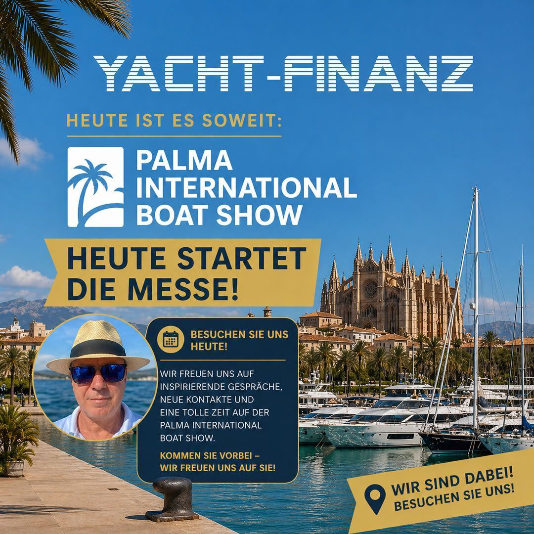 yafin's tweet photo. 🌴⚓ Palma ruft!

Vom 29.4.–2.5.2026 sind wir auf der Palma International Boat Show 2026 vor Ort.

YACHT-FINANZ steht für Finanzierung &amp; Leasing, die zu Ihrem Yachtprojekt passen – nicht nur auf dem Papier.

Treffen Sie Andreas Kempf direkt in Palma!

#YachtFinanz #Marinefinanz https://t.co/zpS9WIJRyr