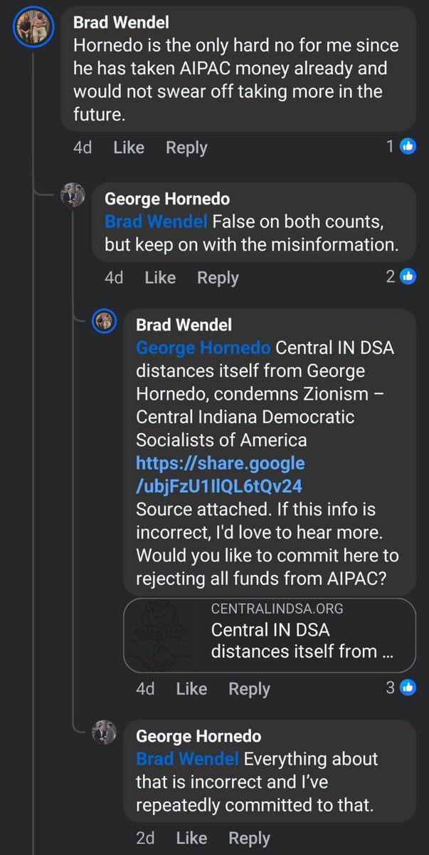 BeeWendel's tweet photo. @JesseForIndy My interaction with him on FB last week.... https://t.co/TaRxH20vFB