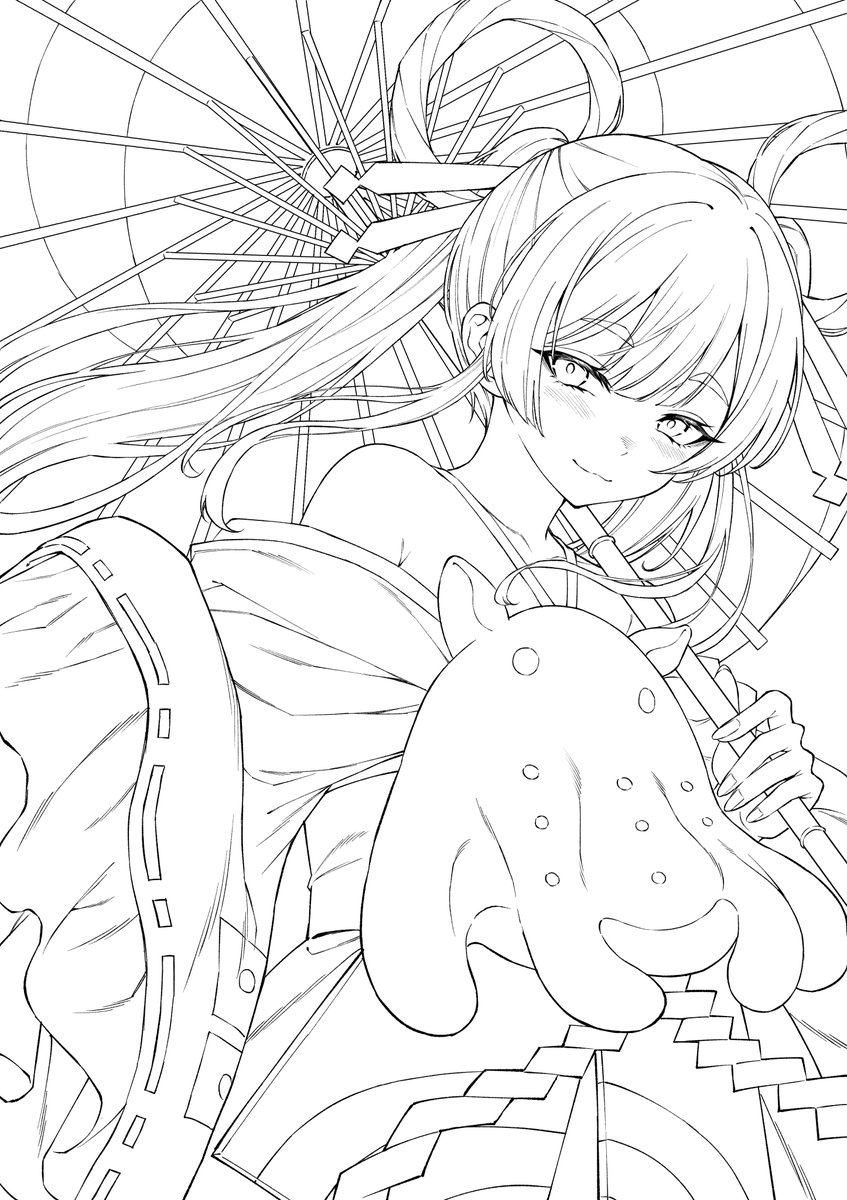 線画 → 完成 