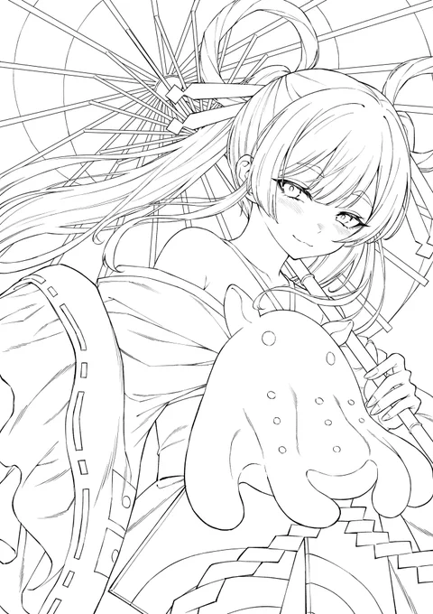 線画 → 完成 
