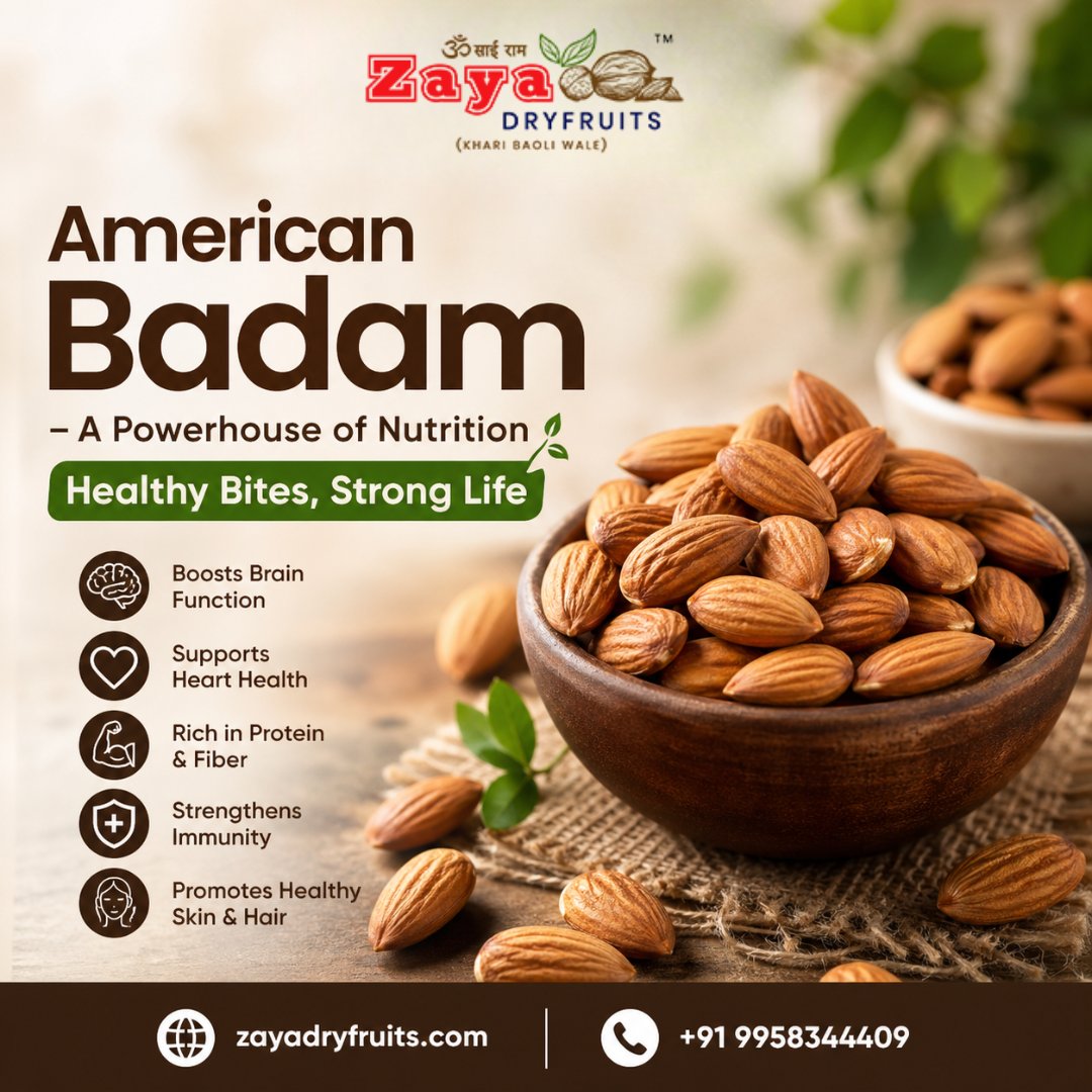 DryfruitsZaya's tweet image. 💪 Small Bite, Big Benefits!

Upgrade your daily nutrition with premium American Badam ✨
Crunchy, healthy, and packed with essential nutrients — the perfect snack for a stronger body &amp;amp; sharper mind.

🌐 zayadryfruits.com
📞 +91 9958344409

#AmericanBadam #HealthySnacking