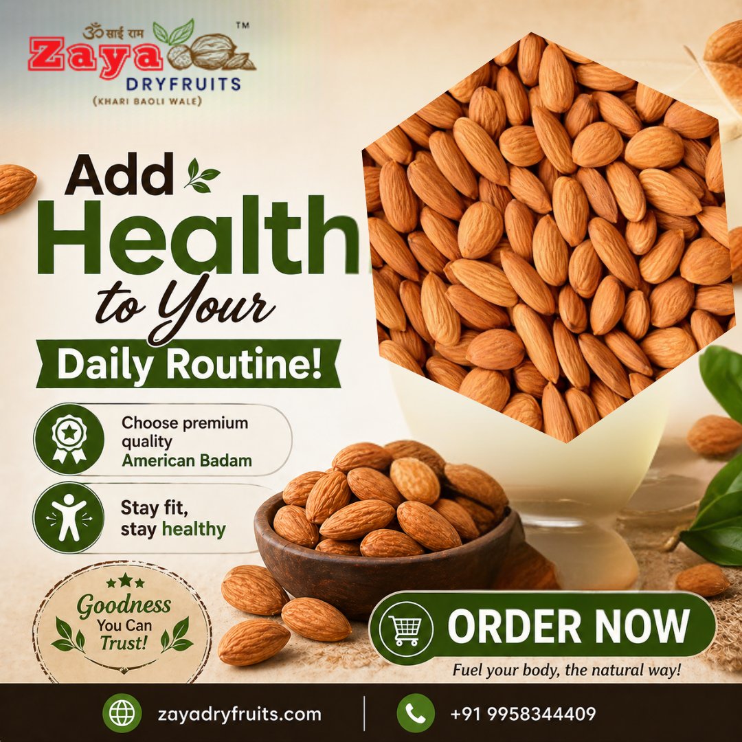 DryfruitsZaya's tweet image. 💪 Small Bite, Big Benefits!

Upgrade your daily nutrition with premium American Badam ✨
Crunchy, healthy, and packed with essential nutrients — the perfect snack for a stronger body &amp;amp; sharper mind.

🌐 zayadryfruits.com
📞 +91 9958344409

#AmericanBadam #HealthySnacking