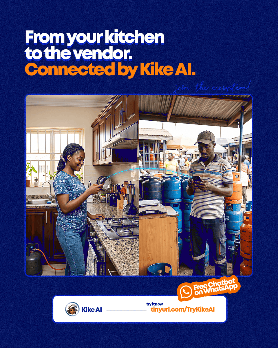 myKikeAI's tweet image. 🌍✨ Impact Wednesday
From your kitchen to your gas vendor, and it's all connected by AI ⚡🇳🇬
Better access.
Better timing.
A smarter kitchen economy for everyone.

Be part of the future 👇
kikego.com/chat

Say “Hello Kike” 💬

#impactwednesday #kikeai #innovation