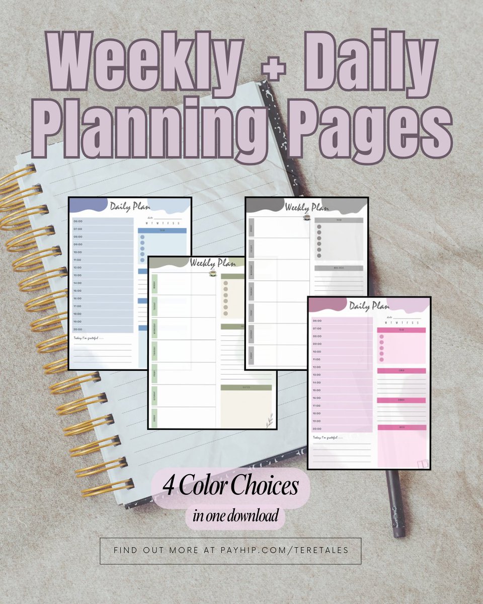 teretales's tweet image. Whether you need a bird's-eye view of your week or a deep-focus hourly breakdown, this planner bundle has you covered.

payhip.com/b/IQUsx

#Planning #Productivity #printableplanner