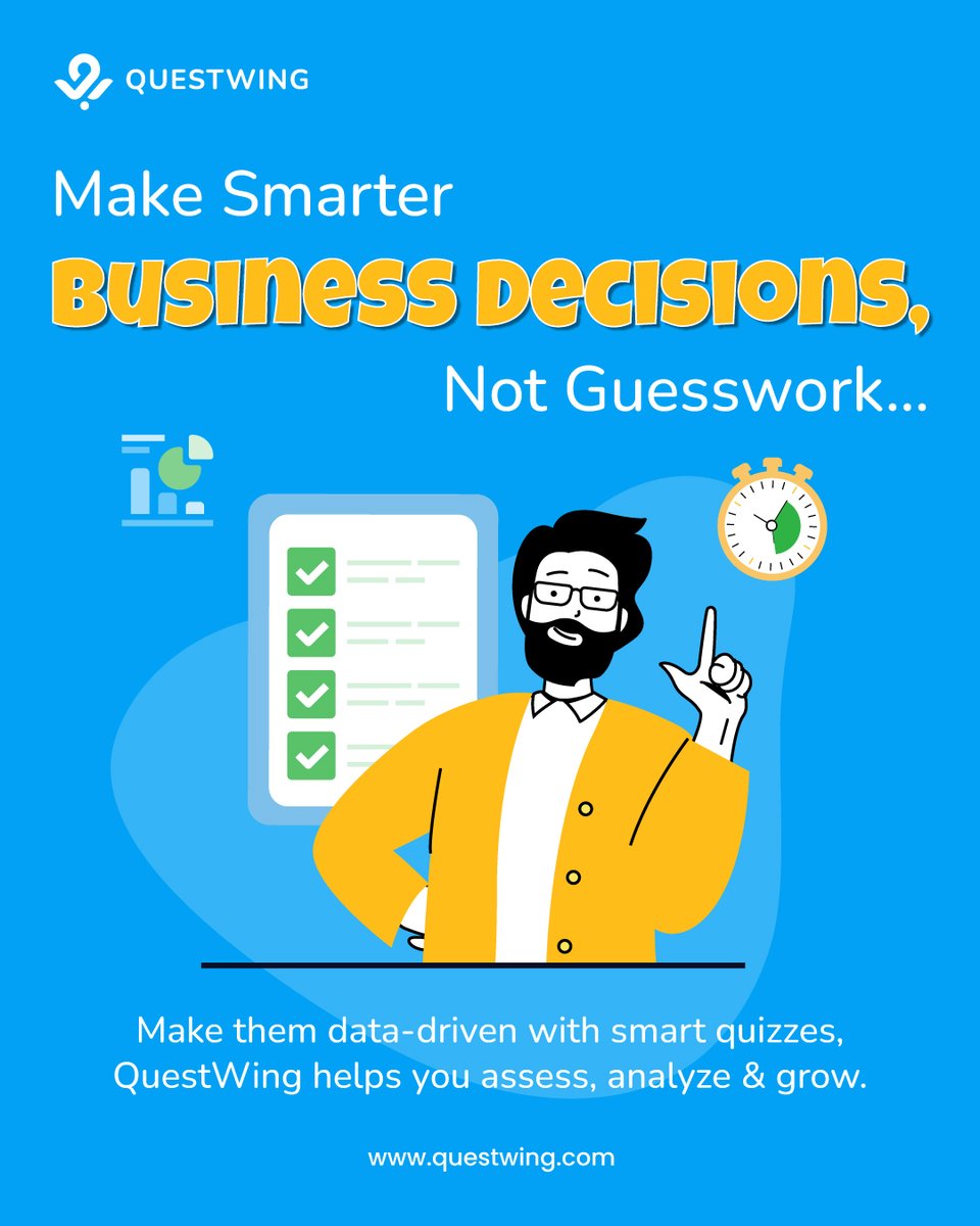 questwing_'s tweet image. Make smarter business decisions with Proper assessment 📊

Make them Data-driven quizzes, QuestWing helps you assess, analysis &amp;amp; grow

#QuestWing #InteractiveLearning #QuizExperience #EdTech #DigitalLearning #OnlineQuizzes #businessgrowth #CreativeLearning #Elearning
