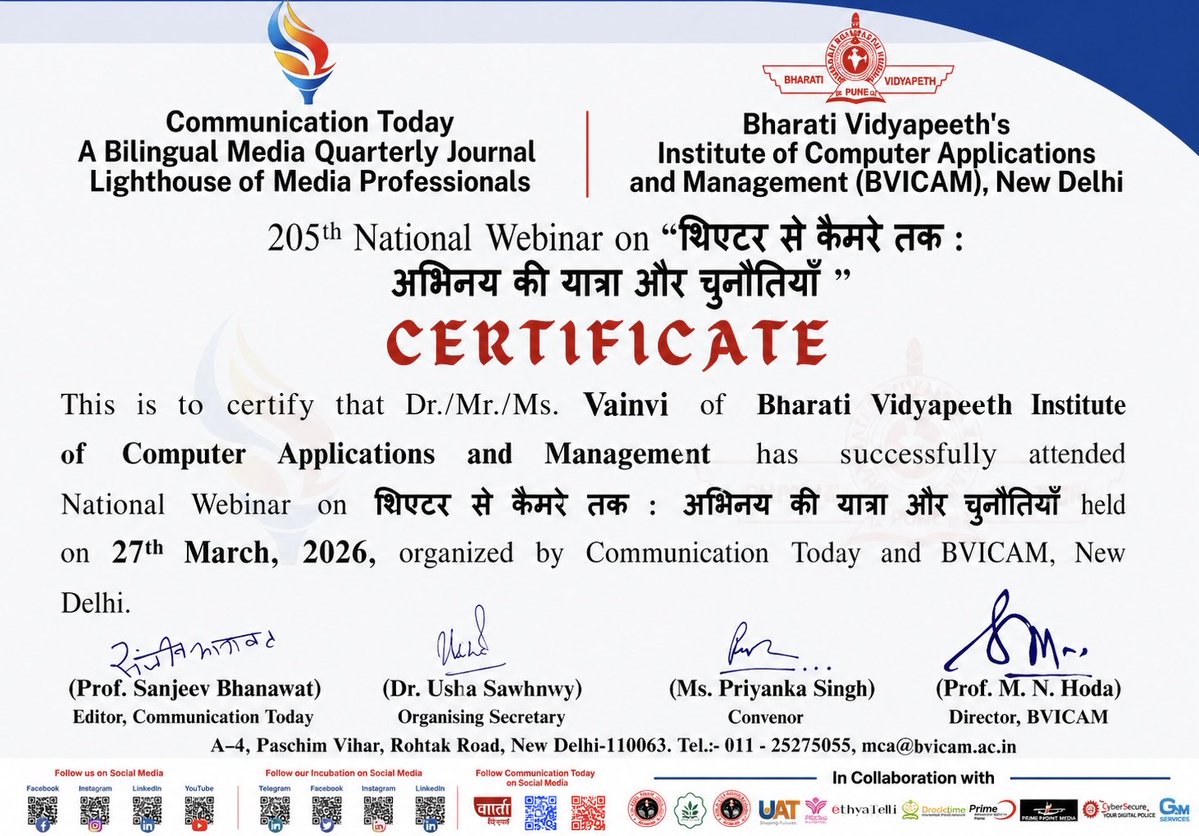 VainviK's tweet image. Thank You for the opportunity @ProfMNHODA1 

#webinar #workshop #bvicam