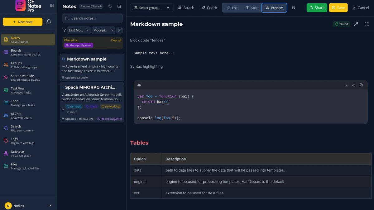 cfdigital_'s tweet photo. CF Note - All-in-one workspace for notes, projects &amp; knowledge
• Mind maps
• AI Assistant &amp; AI Chat
• Second Brain &amp; PKM
• Powerful Markdown + Rich editor
• Task &amp; project management  Clean, fast and beautiful. Stop switching between 5 different tools.