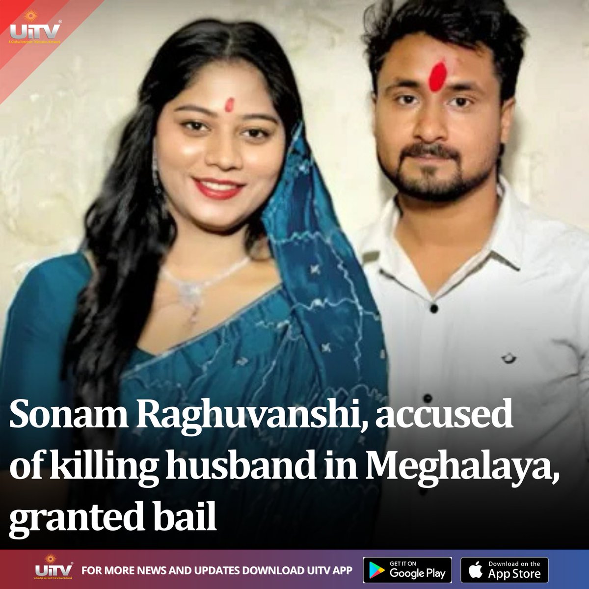 UiTV_Connect's tweet image. A court in Meghalaya reportedly granted bail to Indore resident Sonam Raghuvanshi, the woman accused of killing her husband during their honeymoon in the north-eastern state in 2025.

#SonamRaghuvanshi #Meghalaya #CrimeCase #CourtUpdate #IndiaNews