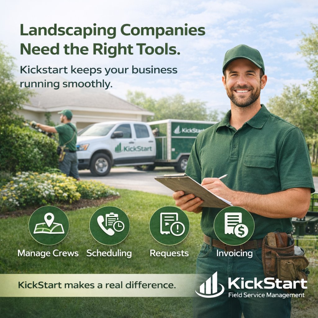 KickStart044125's tweet image. Manage crews, handle requests, and send invoices without the stress.
Kickstart keeps your landscaping business efficient—even during peak season.
Visit us Today: kickstarthq.com
Hashtags:
#landscaping #fieldservice #businesstools #workmanagement #scheduling