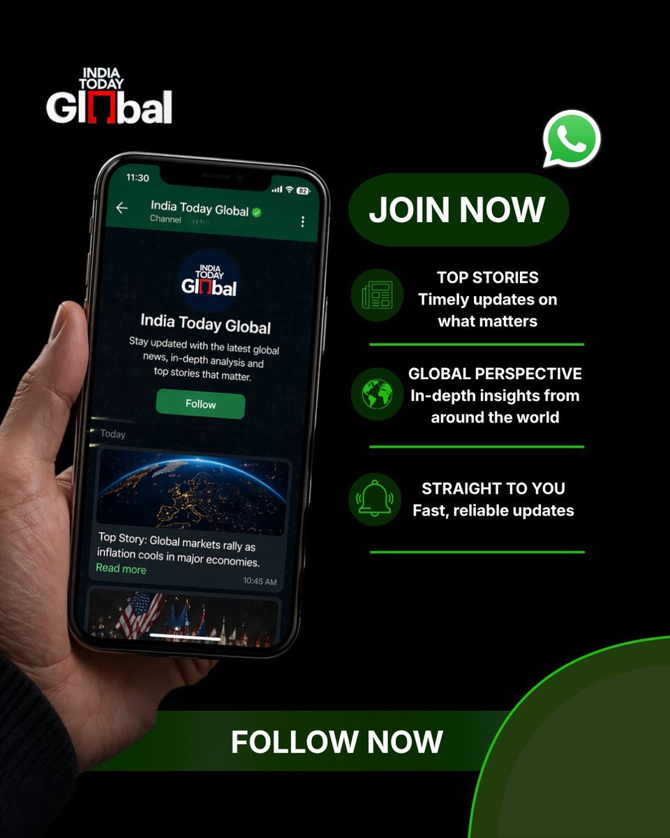 ITGGlobal's tweet image. For unparalleled insights into global affairs and biggest stories shaping the world, follow India Today Global Channel on WhatsApp: whatsapp.com/channel/0029Vb…

#WorldNews #Geopolitics #InternationalAffairs #IndiaTodayGlobal