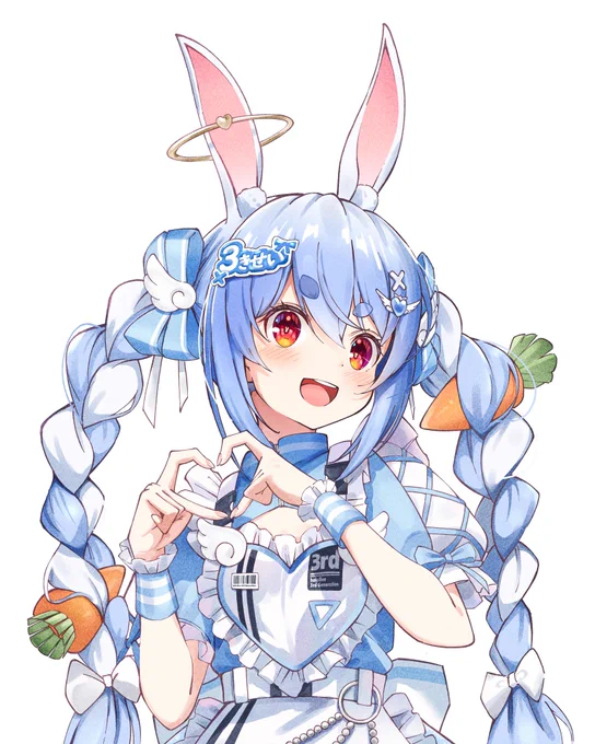 【WORK】 (だいぶ遅れてしまったのですが…) 3期生ライブ「#きゅるるん大作戦」のフラスタイラストを担当させていただいておりました! ぺこちゃんの配信でも取り上げていただいていたので、びっくりです…!ぺこちゃんを描く機会をいただけて大感謝です…! #ぺこらーと