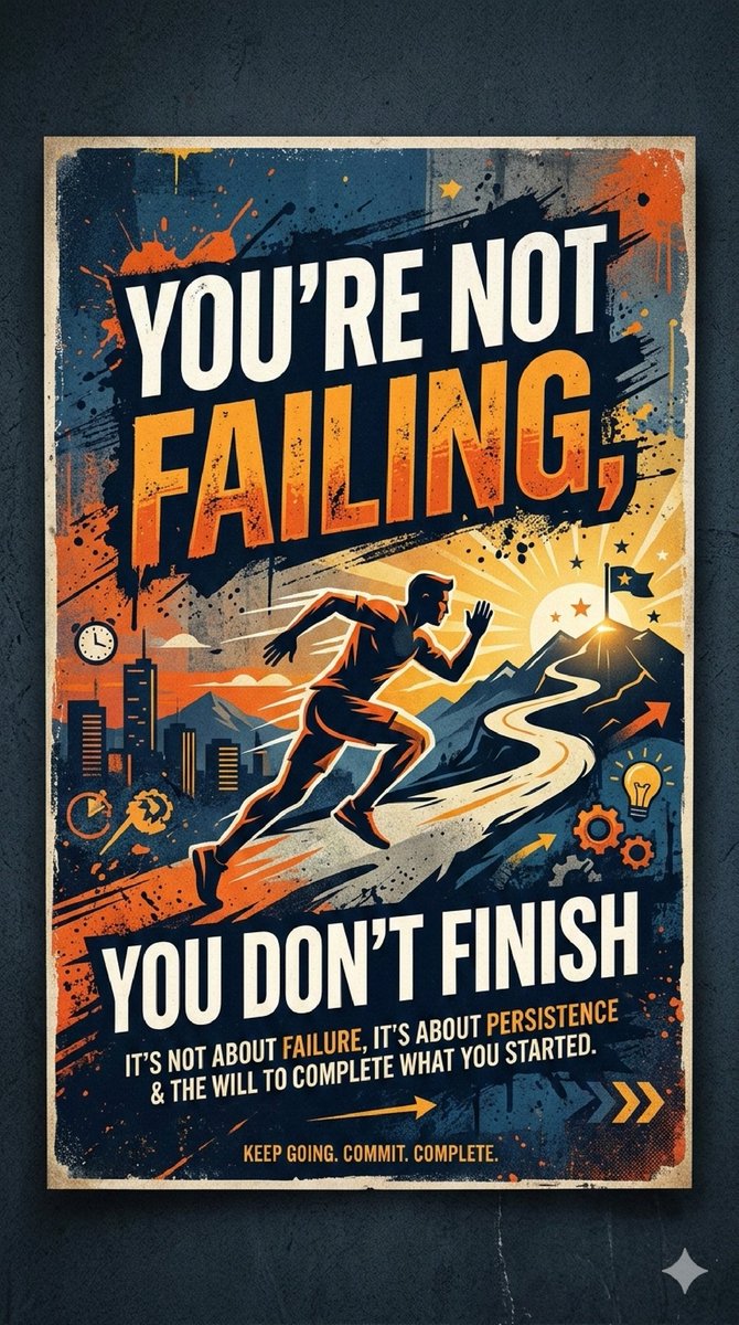 UrbanMind78's tweet image. Most people don’t fail.
They just stop.
Success belongs to finishers.
#Persistence #Mindset #Execution #Winners