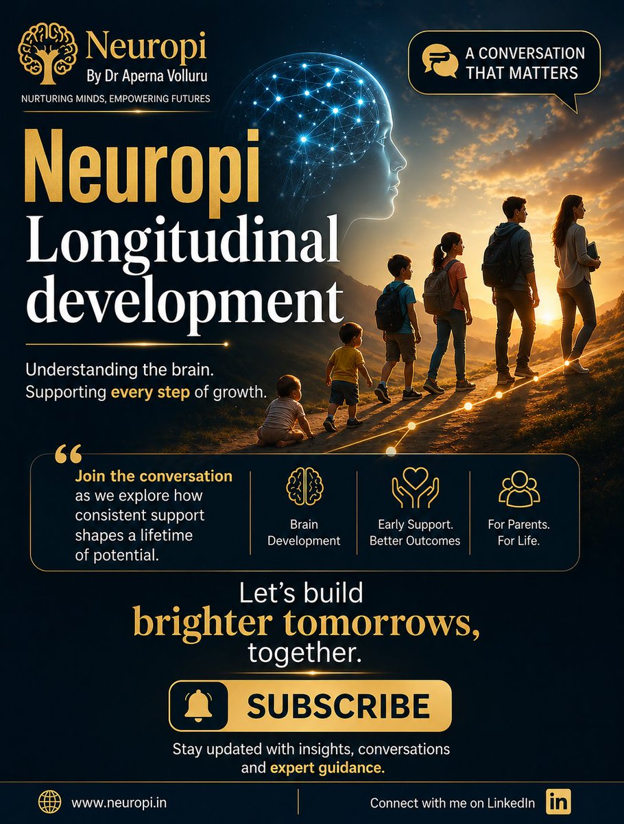 neuropi_aperna's tweet image. Every child’s journey is unique.
Understanding their brain makes all the difference.
Let’s talk about longitudinal development  tracking growth, nurturing potential, and supporting every step.

Join the conversation.
Subscribe for insights that matter.

#Neuropi #ChildDevelopment