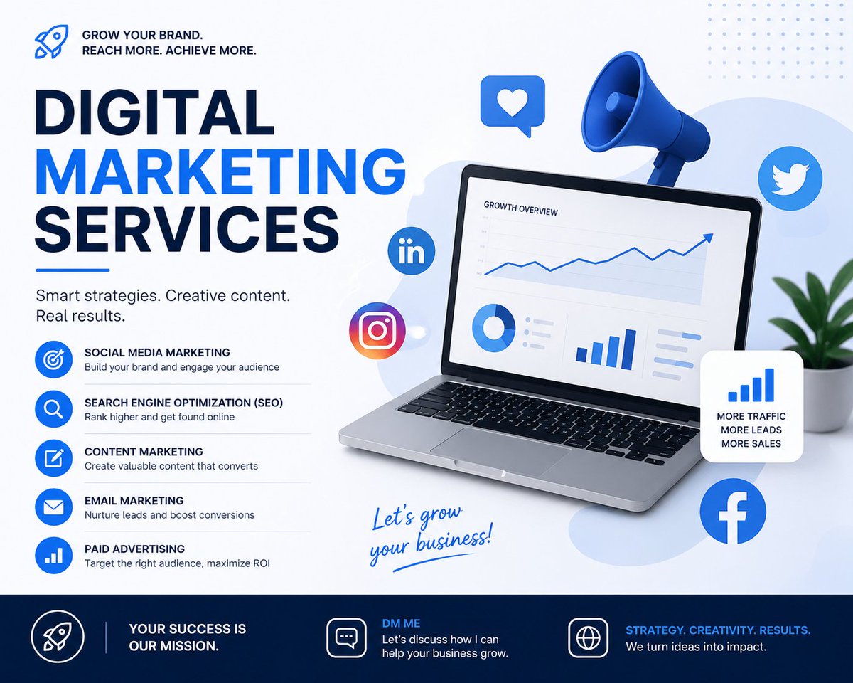 mhafsaofficial's tweet image. 🚀 Ready to grow your brand online?
I help businesses scale with data-driven digital marketing strategies — from SEO to high-converting ads.
Let’s turn clicks into customers. 💼✨

📩 DM me to get started

#DigitalMarketing #SEO #SocialMediaMarketing #Growth #OnlineBusiness