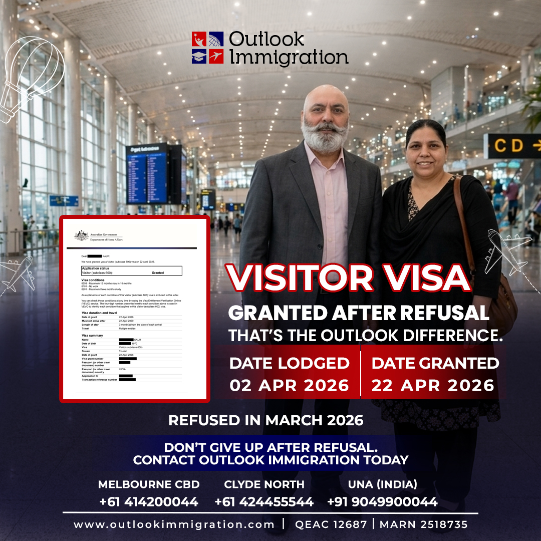 OutlookImmi's tweet image. ❌➡️✅ Refused to Granted – That’s the Outlook Difference!

#VisitorVisa #Subclass600 #VisaGranted #RefusedToGranted #VisaRefusal #AustraliaImmigration #TouristVisaAustralia #VisaSuccess #MigrationAgentAustralia #MARARegistered #SecondChance #OutlookImmigration