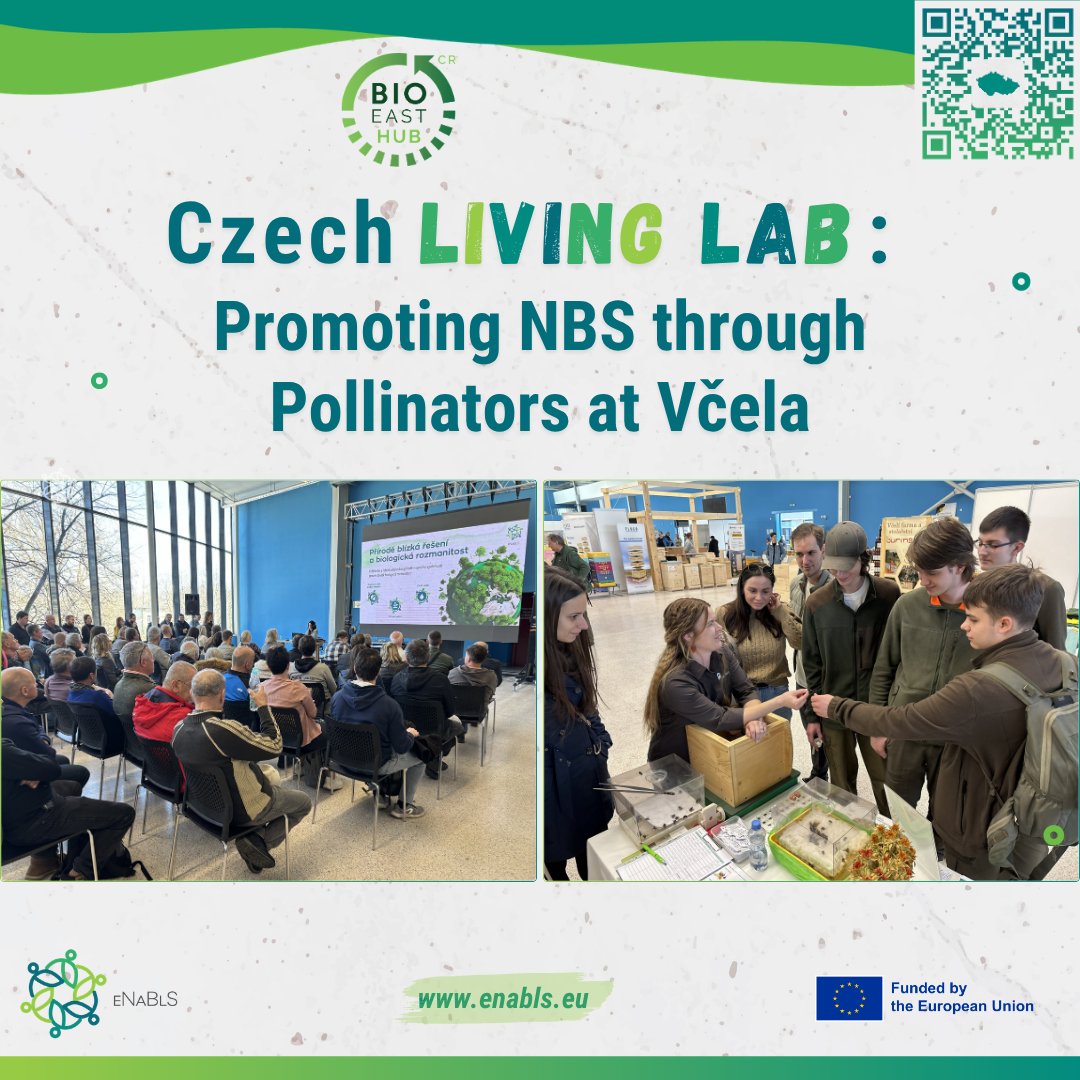 eNaBlS_eu's tweet image. 💡 Promoting Nature-Based Solutions through Pollinators 🐝
🗓️ On 6–7 March, the Czech #LivingLab - represented by @BIOEAST_HUB_EN - took part in the spring beekeeping fair Včela!!! in Ostrava.
Read more: enabls.eu/vcela-fair/
#NBS #eNaBlS