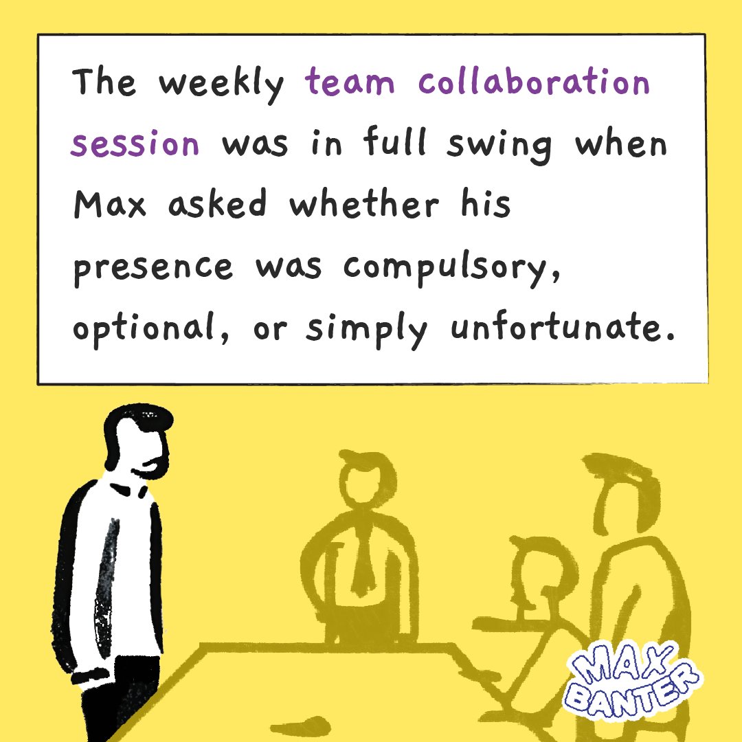 TheMaxBanter's tweet photo. Attendance questioned.
#TeamCollaborationSession #Meetings #WorkTwitter https://t.co/kBPPkfKC9E