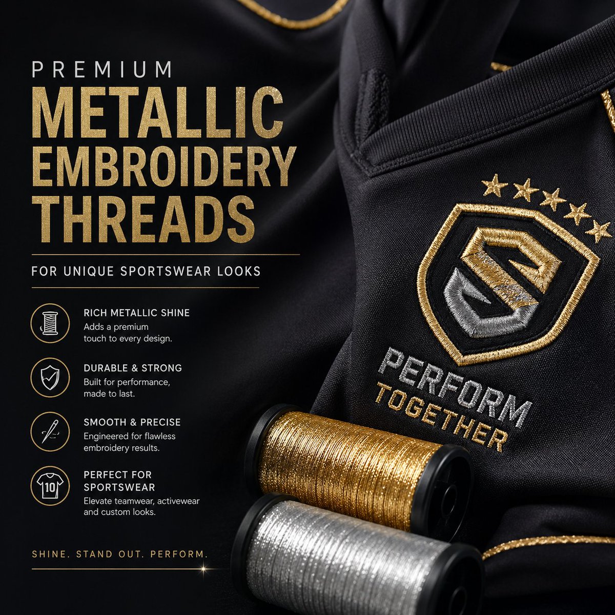Faithb2bsports's tweet image. Premium metallic embroidery threads that redefine sportswear style ✨
Stronger, shinier, and built to stand out.
#Embroidery #Sportswear #Design #Textiles #Activewear
