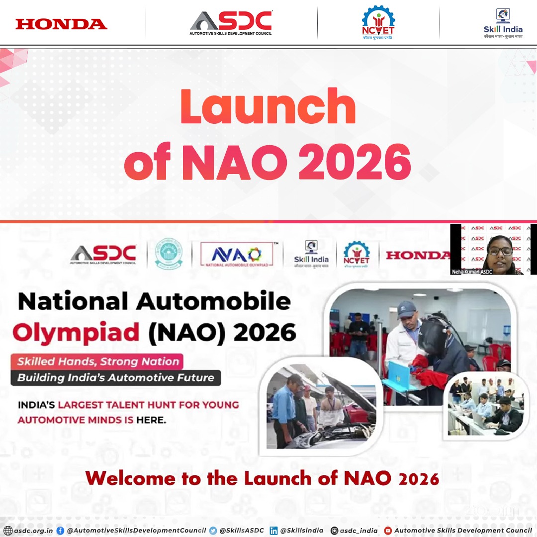 SkillsASDC's tweet image. National Automobile Olympiad (NAO) 2026 is officially launched bringing together skills, innovation &amp;amp; young talent to drive the next era of mobility.

#NAO2026 #AutomotiveFuture #SkillDevelopment #MobilityInnovation #ASDC